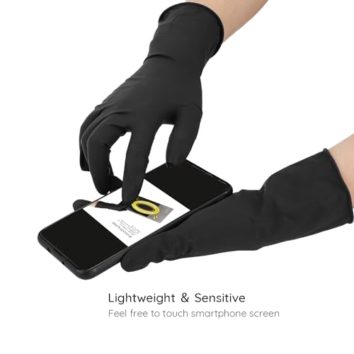 Segbeauty Hair Dye Gloves, 20 Counts Black Reusable Hair Color Gloves Professional Washable Rubber Glove Hair Coloring Accessories for Home Cleaning Hair Dye Salon Highlighting - Medium Black-m