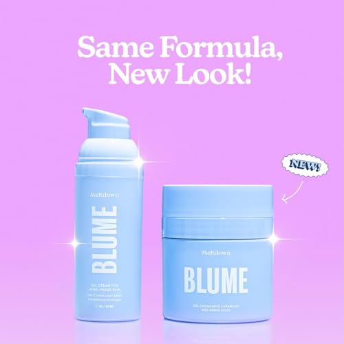 Blume Meltdown Gel Face Moisturizer for Acne Prone Skin - Oil Free Facial Moisturizer with Niacinamide & Centella to Even Skin Tone - 72-Hour Hydration Face Cream with Ceramides & Squalane (1.7 oz)