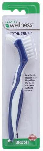 Denture Cleaning Brush, Dual Bristle Heads, with Deep Clean Pick, Assorted Colors - BeesActive Australia