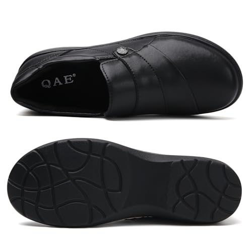 QAE Loafers for Women Orthopedic Shoes Comfortable Slip-Ons Work Flats Womens Business Casual Dress Penny Loafers 9 Black