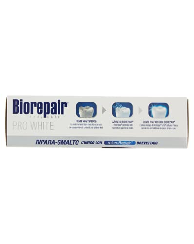 Biorepair: "Pro White" Whitening Toothpaste with microRepair - 2.5 Fluid Ounce (75ml) Tubes (Pack of 4) [ Italian Import ]