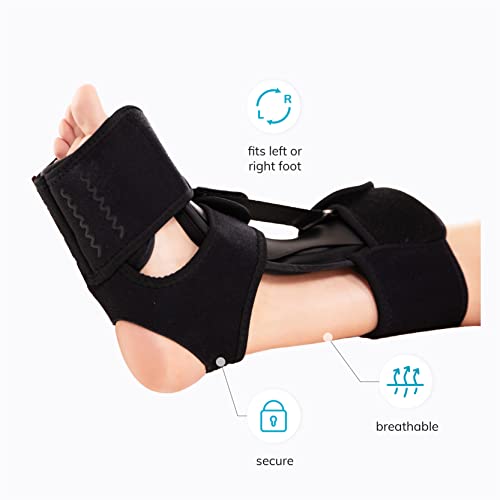 BraceAbility Plantar Fasciitis Night Splint - Dorsal Plantar Fascia Night Splint, Achilles Tendonitis Foot Brace for Plantar Fasciitis Relief, Heel Pain Sleeping Boot - Fits Men and Women (S/M) S/M