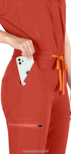 Scrub Jumpsuit for Women - Stand-Up Collar One Piece Scrubs XX-Large Terracotta