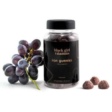 Black Girl Vitamins - Iron Gummies (20 mg), Supports Iron Deficiency & Anemia, Gluten-Free, Gelatin Free, Made in The USA (Grape, 60 Count) 30 Day Supply (Pack of 2) 60 Count (Pack of 2)