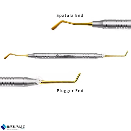 Set of 5 Dental Composite Filling Instruments Spatula & Plugger Titanium Golden Tips Restorative Teeth Resin Restore Shape Removing Tools Set 5 Pcs