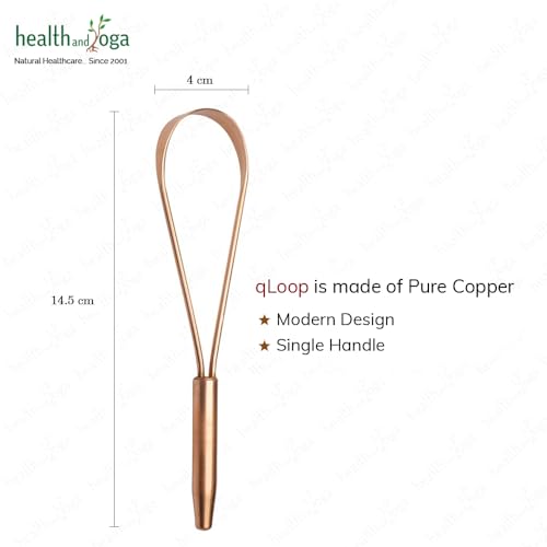 HealthAndYoga™ SteloSwipe Tongue Cleaner Scraper - Sterilizable Surgical Steel Tongue Brush (Set of 2) Plus qLoop Copper Tongue Cleaner (Set of 2)