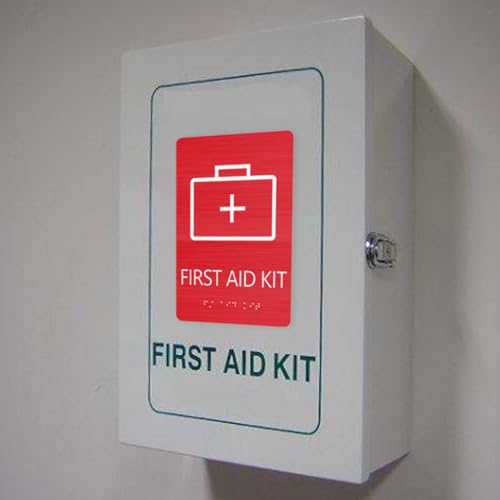 First Aid Kit Sign, ADA Compliant, Aluminum Composite Panel, Grade 2 Braille with Raised Tactile Letters, for Office, Schools, Restaurants & Public Facilities, 6" x 9"(3 Pcs) 3