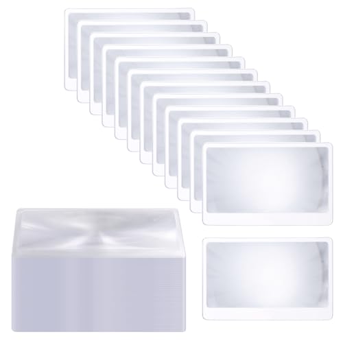 200 Pieces Thin Fresnel Lens, Credit Card Size Pocket Magnifier, Portable Magnifying Lens for Reading, 3.3 x 2.2 Inches Magnifying Lens Cards
