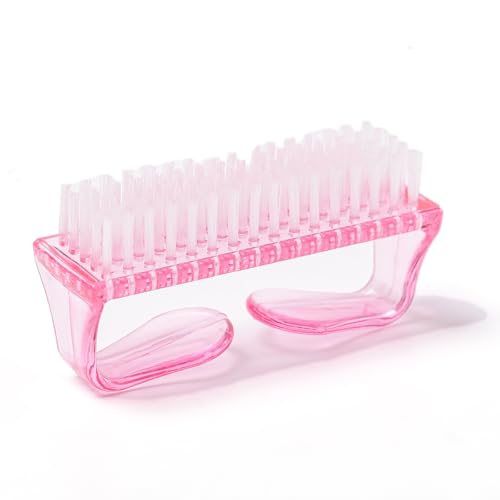 SQULIGT 4Pcs Nail Brushes for Cleaning Fingernails, Handle Grip Nail Scrubber Brush, Manicure Tools Scrub Brushes Kit, Toenail Brush To Clean Under Nails Pedicure Foot Small Brush Women Men (Pink)