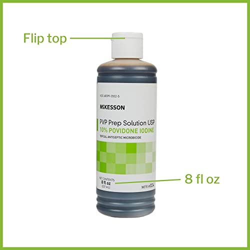 McKesson PVP Prep Solution USP, 10% Povidone-Iodine, 8 oz, 1 Count 8 Fl Oz (Pack of 1)