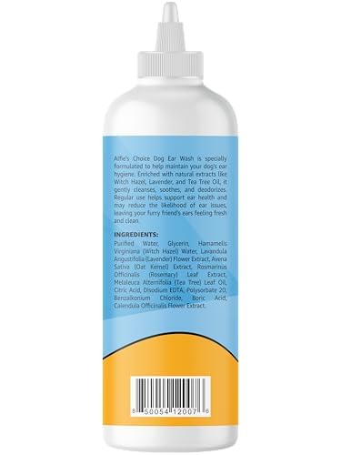 ALFIE'S CHOICE Dog Ear Wash - with Lavender & Tea Tree Oil to Soothes Pet Itchy Ears – Ear Wash for Dogs Cleans Debris and Buildup - Advanced Ear Cleanser for Dogs and Cats 16 fl oz - BeesActive Australia