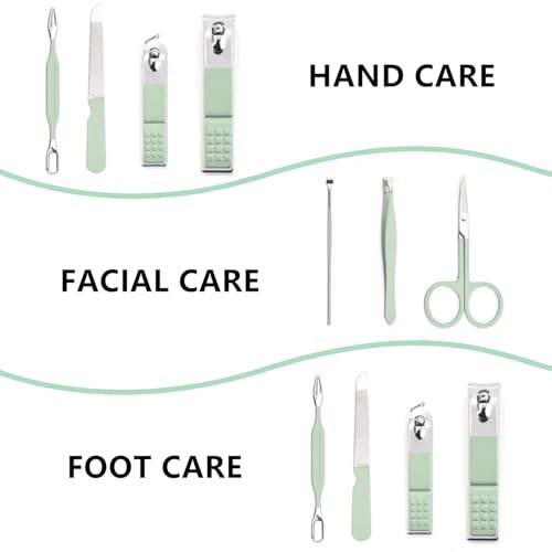 Manicure Set Nail Clipper Set Women Men Nail Clippers Kit Nail Care Kit Green