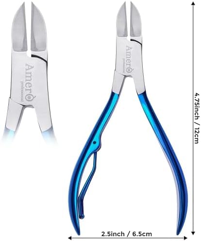 Podiatrist Toenail Clippers for Thick & Ingrown Nails – Heavy-Duty with Curved 25° Blade, Non-Slip Long Handle, – Professional Pedicure Tool for Men, Women & Seniors (Navy Blue) Navy Blue