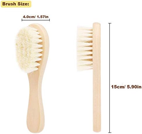 yarui Baby Brush Wooden Baby Hair Brush Pure Natural Wool Comb Brush Newborn Infant Baby Brush Head Massager - BeesActive Australia