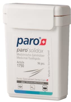 Paro Solidox | Double Pointed Wooden Toothpicks | Medium Interdental Toothpick | 96 Pieces of Wooden Sticks | 6 Pack