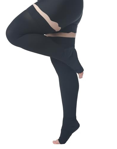 MGANG Plus Size Thigh High Compression Stockings, 20-30mmHg, Varicose Veins 20-30mmhg Black 5X-Large