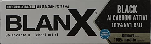 BlanX: Black Whitening Black Toothpaste - 2.54 Fluid Ounces (75ml) Tube (Pack of 4) [ Italian Import ]