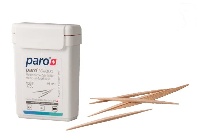 Paro Solidox | Double Pointed Wooden Toothpicks | Medium Interdental Toothpick | 96 Pieces of Wooden Sticks | 6 Pack