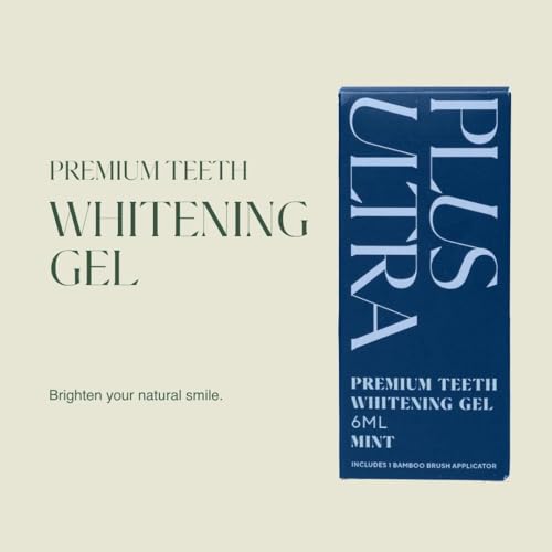 Plus Ultra Teeth Whitening Gel, 35% Carbamide Peroxide, Sensitive Teeth Whitening, Mint Flavored and Protects Enamel, Gentle, Dentist-Approved, and Sodium Hydroxide with Bamboo Brush Applicator
