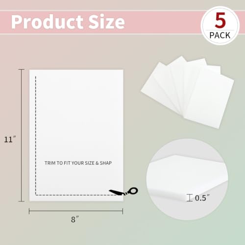5 Pack Lipo Foam Pads, 8" x 11" Post Surgery Lipo Foam Sheets for Liposuction, BBL, Tummy Tuck, Reduce Swelling & Bruising, Flattening Abdominal Compression Garments Multi-Purpose Post Surgery Lipo Foam (White) White