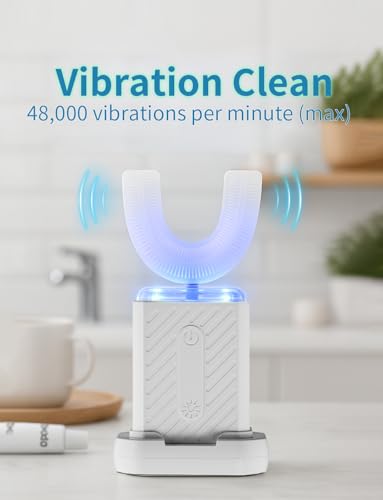 GentleCare Series U-Shaped Electric Toothbrush, Food-Grade Silicone, 4 Modes, 60-Second Clean, Magnetic Contact Charging Dock