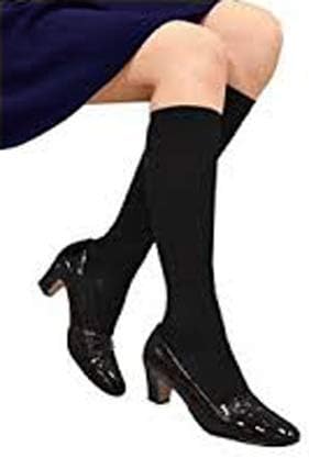 Socks Marche Women's Compression High Socks, Set of 4, Plain Black, Leg Swelling, 100% Cotton, Black - BeesActive Australia
