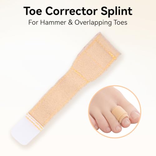 Hammer Toe Straightener, 2 Pcs Hammer Toe Corrector for Women & Men, Adjustable Toe Splints with Aluminum Plate Relief for Curled, Bent & Broken Toe, Discreet Skin-Tone Design
