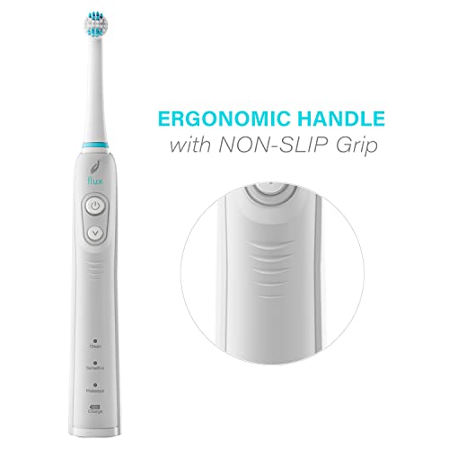 Acteh Flux Electric, Whitening & Plaque Removing Rechargeable Oscillating Toothbrush with 3 Dual ActionBrush-Heads, USB Power Cable and USB Power Adapter