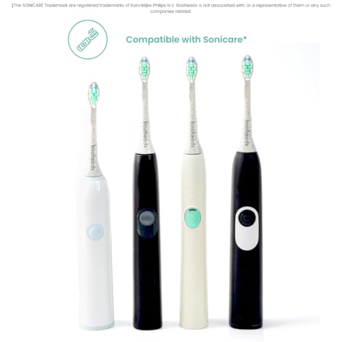 booheads Plant Based Electric Toothbrush Heads - Compatible with Sonicare* and Bamboo Toothbrush Bundle