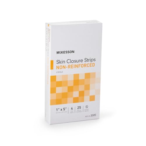 McKesson Skin Closure Strips, Sterile, Tan, Non-Reinforced, 1 x 5 in, 25 ct
