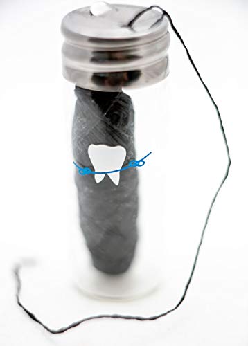 Biodegradable Bamboo Charcoal No Knot Floss with Grapefruit Seed Extract - Eco-friendly, Vegan - In Refillable Glass Jar, Plastic-Free Packaging - 3 Pack