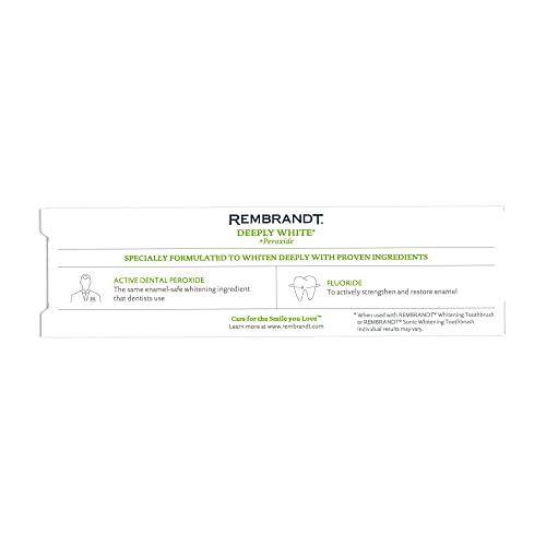 REMBRANDT Intense Stain Whitening Toothpaste with Fluoride, Removes Tough Stains & Deeply White + Peroxide Whitening Toothpaste, Peppermint Flavor, 3.5-Ounce (Pack of 2)