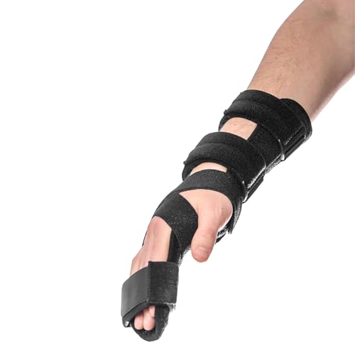 Platform Hand and Wrist Brace for Carpal Tunnel, Arthritis & Tendonitis – Universal Adjustable Finger Splint with Malleable Stays for Contractures Support – Breathable, Hypoallergenic Design One Size
