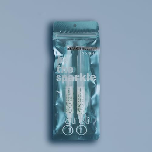 Sparkle Booster Gel Refill Teeth Whitening Gel - 2 x 5ml Pap Whitening Gel Syringes, Peroxide Free, Gels Made in UK - 10 to 15 Days Treatment, for Sensitive Teeth, Milky