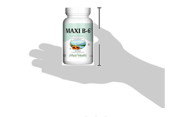 Maxi Health Vitamin B6 Supplement – B6 Vitamins for Women & Men – Nervous System & Cardiovascular Wellness Support – Kosher, Vegan Pyridoxine HCl Tablets – 100 Count, Pack of 2 100 Count (Pack of 2)