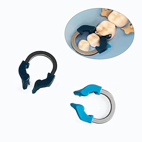 Dental Sectional Matrix Ring Clamp Spring Clip, Autoclavable Nickel Titanium Orthodontic Clamp Rings, Contoured Matrices System for Pre and Post Molars. (R6 Blue) R6 Blue