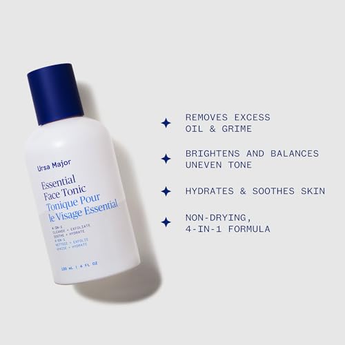 Ursa Major Essential Face Tonic | 4-in-1 Natural Toner to Cleanse, Exfoliate, Soothe and Hydrate | Vegan, Cruelty-Free, Non-Toxic | 4 Ounces 4 Ounce (Pack of 1)