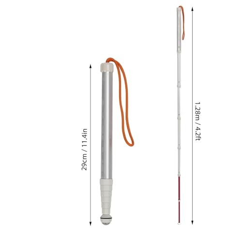 White Blind Cane, Walking Canes, Blind People Gadgets, Telescopic Blind Walking Stick, Anti Slip Shockproof Blind Reflective Cane with Storage Bag