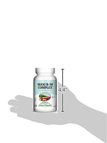 Maxi Health Vitamin B Complex – High Potency B Complex Vitamins B-50 with B1, B2, B3, B6, B12, Biotin & Folate – Support Cellular Energy & Mental Clarity – Kosher – 100 Capsules