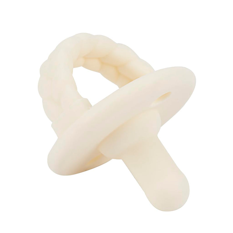 Itzy Ritzy Silicone Pacifiers for Ages 6-18 Months - Itzy Soother Pacifiers Feature Collapsible Handle & Two Air Holes for Added Safety; Set of 2 in Toast & Buttercream, Ages 6-18 Months 6-18 Month