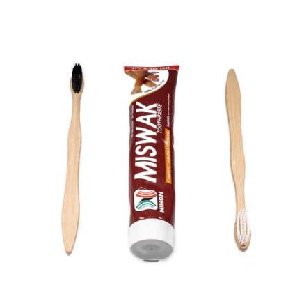 Miswak Toothpaste (6.5oz)- 3 Pack- 5in1; Made with Moringa, Cinnamon, Miswak Extract, Olive, and Honey; 100% Fluroride Saccharin and Paraben Free