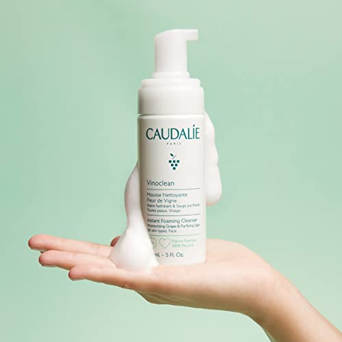 Caudalie Vinoclean Gentle Instant Foaming Facial Cleanser for All Skin Types 5.7 Fl Oz (Pack of 1)