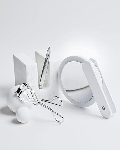 ZWILLING Makeup Mirror (10X Magnification, LED Rechargeable, 360 Degree Rotating Handle, Daylight White), Premium, White