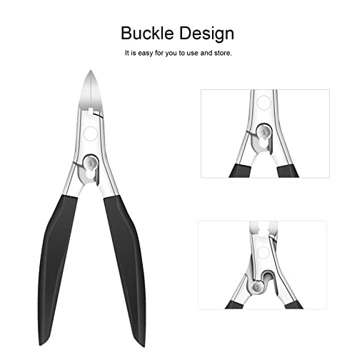 Podiatrist Toenail Nipper,Heavy Duty Nail Clippers for Thick & Ingrown Toenails,Toenail Clipper Trimmer for Seniors Pedicure,Stainless Steel Sharp Blades,Long Handle,& Lock(Black)