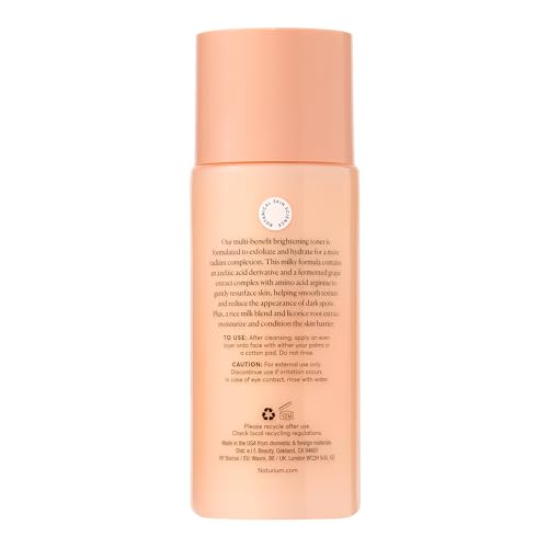 Naturium Multi-Bright Milky Toner, Exfoliating Skincare for Face with Azelaic Acid, 120 mL / 4 fl oz