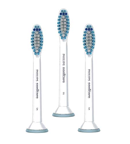 Philips Sonicare Genuine Sensitive Replacement Toothbrush Heads for Sensitive Teeth, 3 Brush Heads, White, HX6053/64