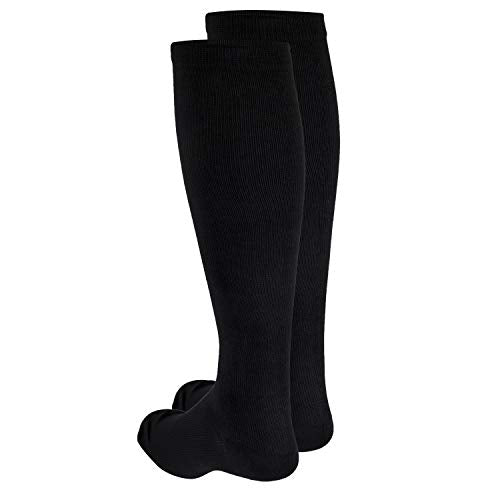 Truform Medical Compression Socks, Knee High Length, Over the Calf Fit 20-30 mmHg Black Large (1 Pair)