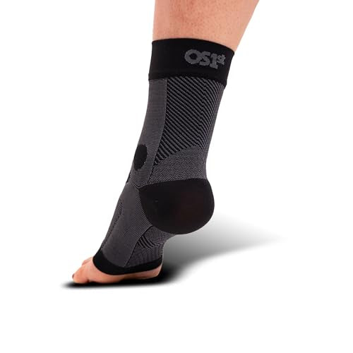 OrthoSleeve Compression Ankle Brace for ankle sprains, achilles tendonitis, ankle wrap, ankle support, instability, inversion sprains and general ankle pain Large Black Left Foot