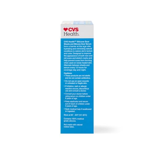 CVS Health Scar Treatment Kit: Silicone Sheets & Serum for Hydration and Scar Reduction - Natural, Medical-Grade Ingredients, Clear