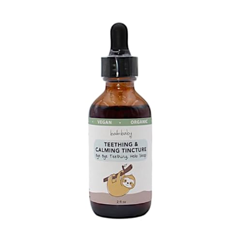Balm Baby Natural & Organic Baby Teething & Calming Tincture - Calms, Soothes Gums and Discomfort – Vegan - Glass Bottle with Glass Dropper (2-PK) 2 Fl Oz (Pack of 2) Sweet Glycerin